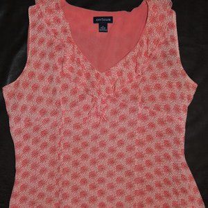 Ann Taylor Rosette Ruffle V-Neck Shell